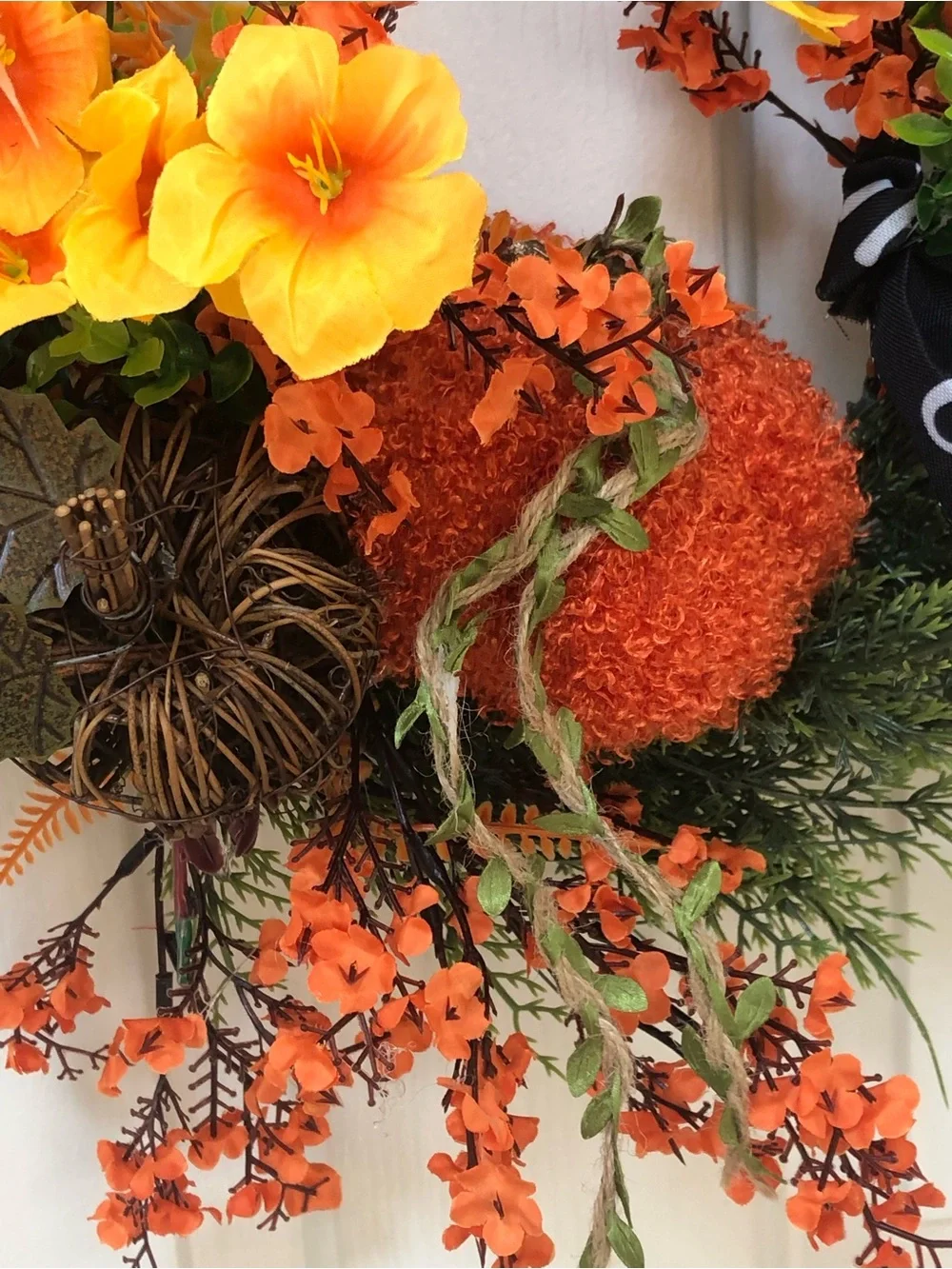 Autumn Orange & Green 'Welcome' Holiday Door Wreath